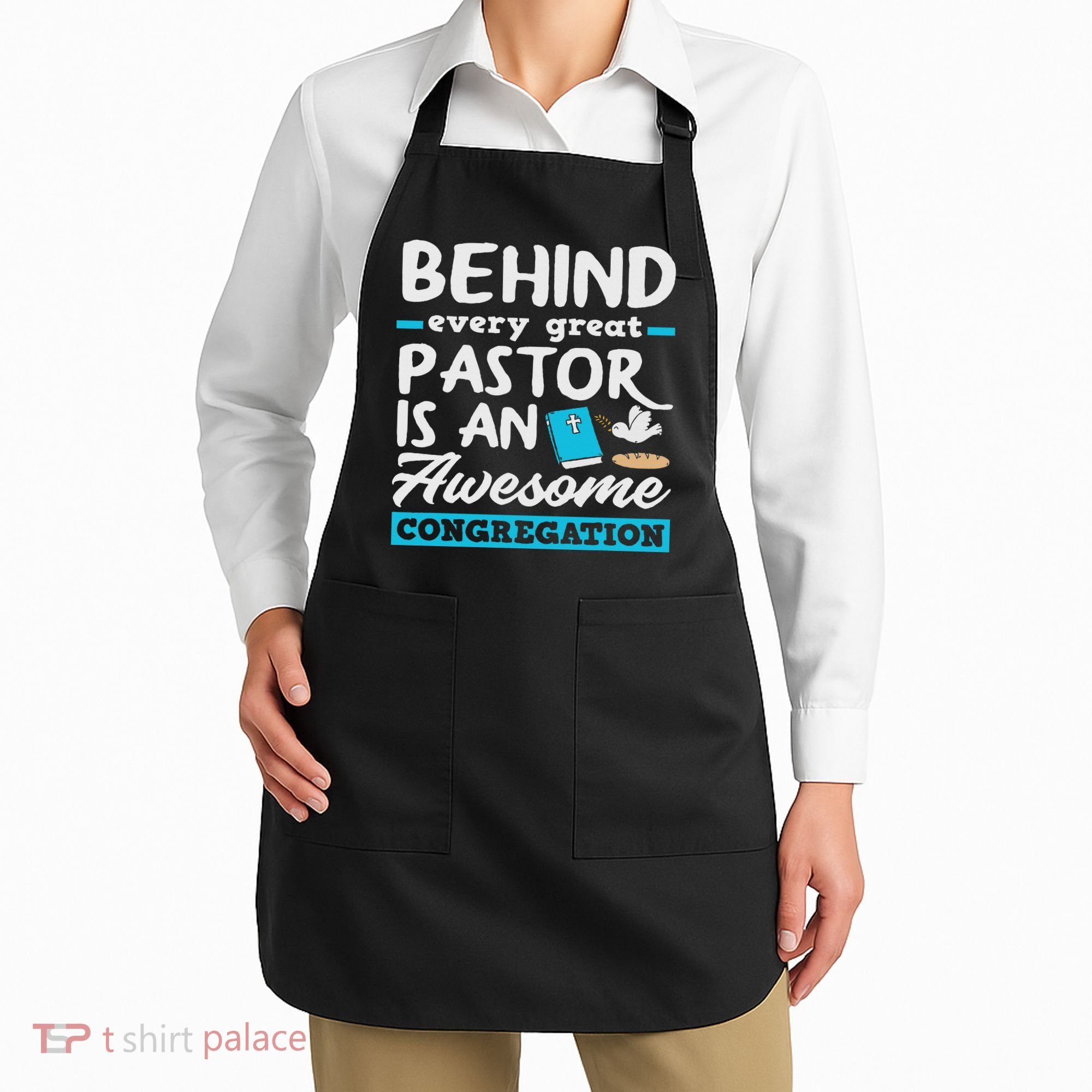 Behind Every Great Pastor Funny Minister Clergy Pastor Apron