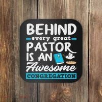 Behind Every Great Pastor Funny Minister Clergy Pastor Coaster thumb 0