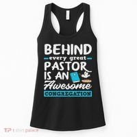Behind Every Great Pastor Funny Minister Clergy Pastor Women's Tank Top thumb 0