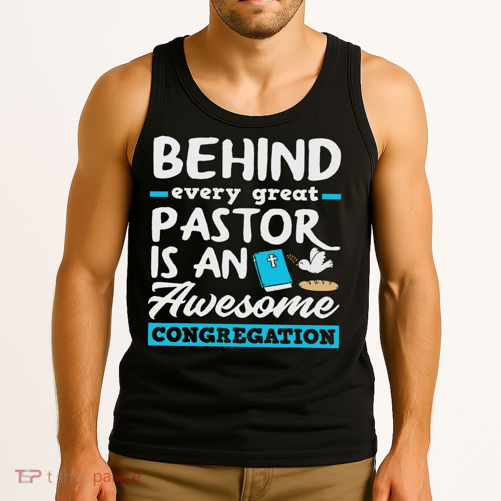 Behind Every Great Pastor Funny Minister Clergy Pastor Tank Top