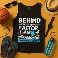 Behind Every Great Pastor Funny Minister Clergy Pastor Tank Top thumb 4