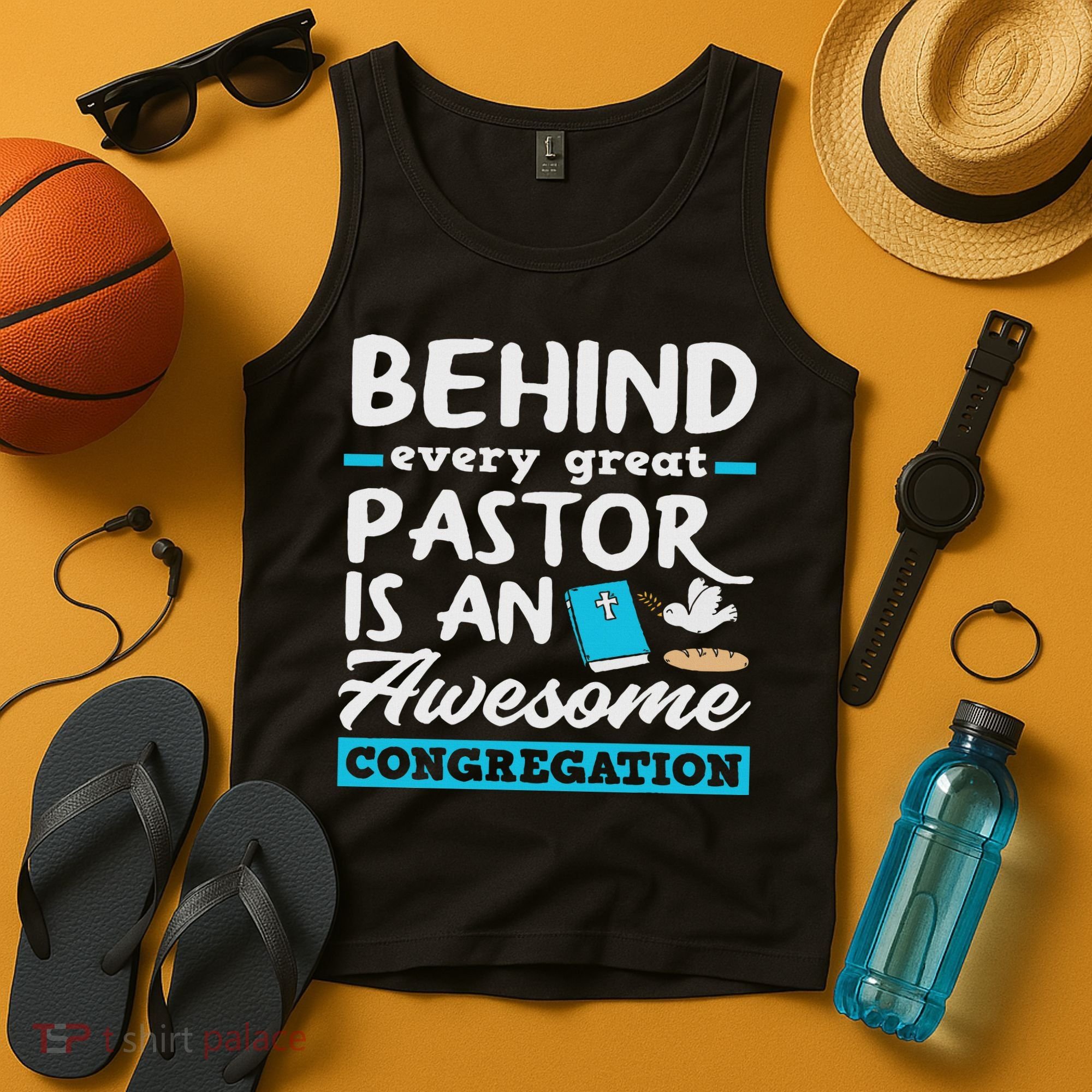 Behind Every Great Pastor Funny Minister Clergy Pastor Tank Top