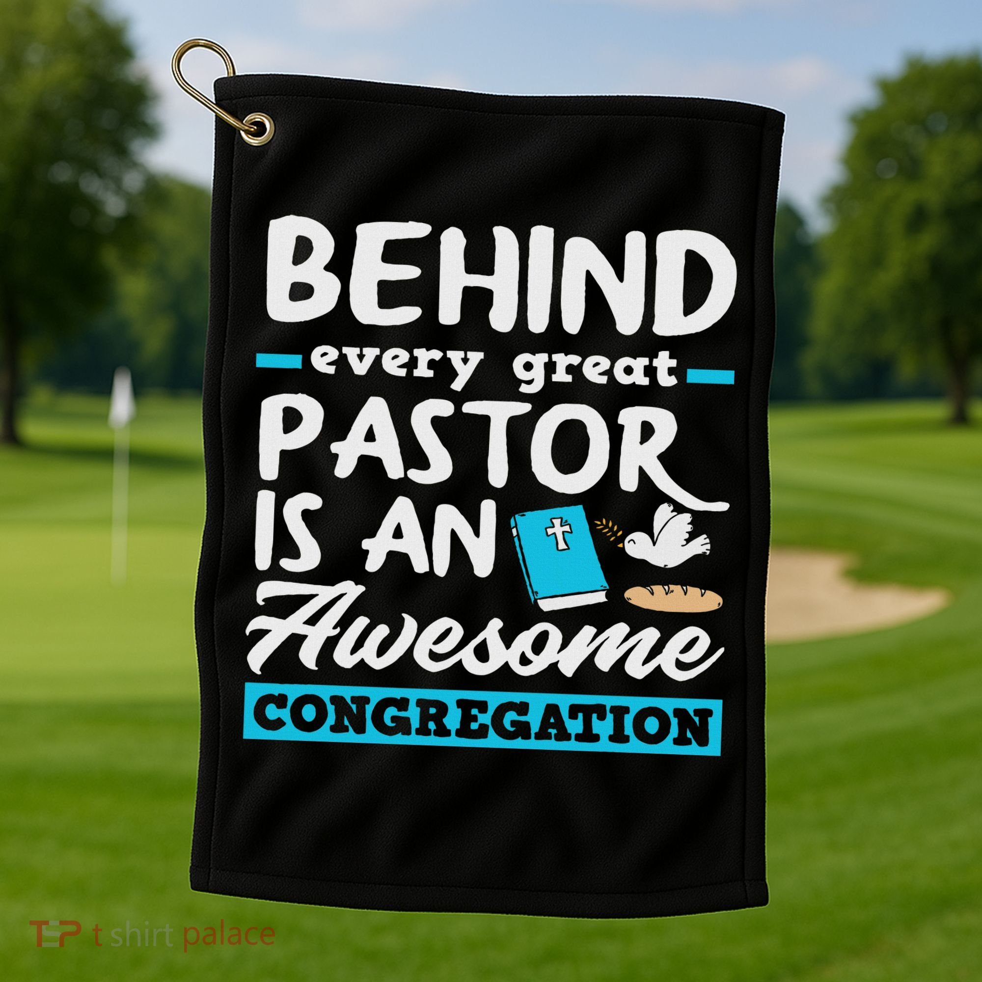 Behind Every Great Pastor Funny Minister Clergy Pastor Golf Towel