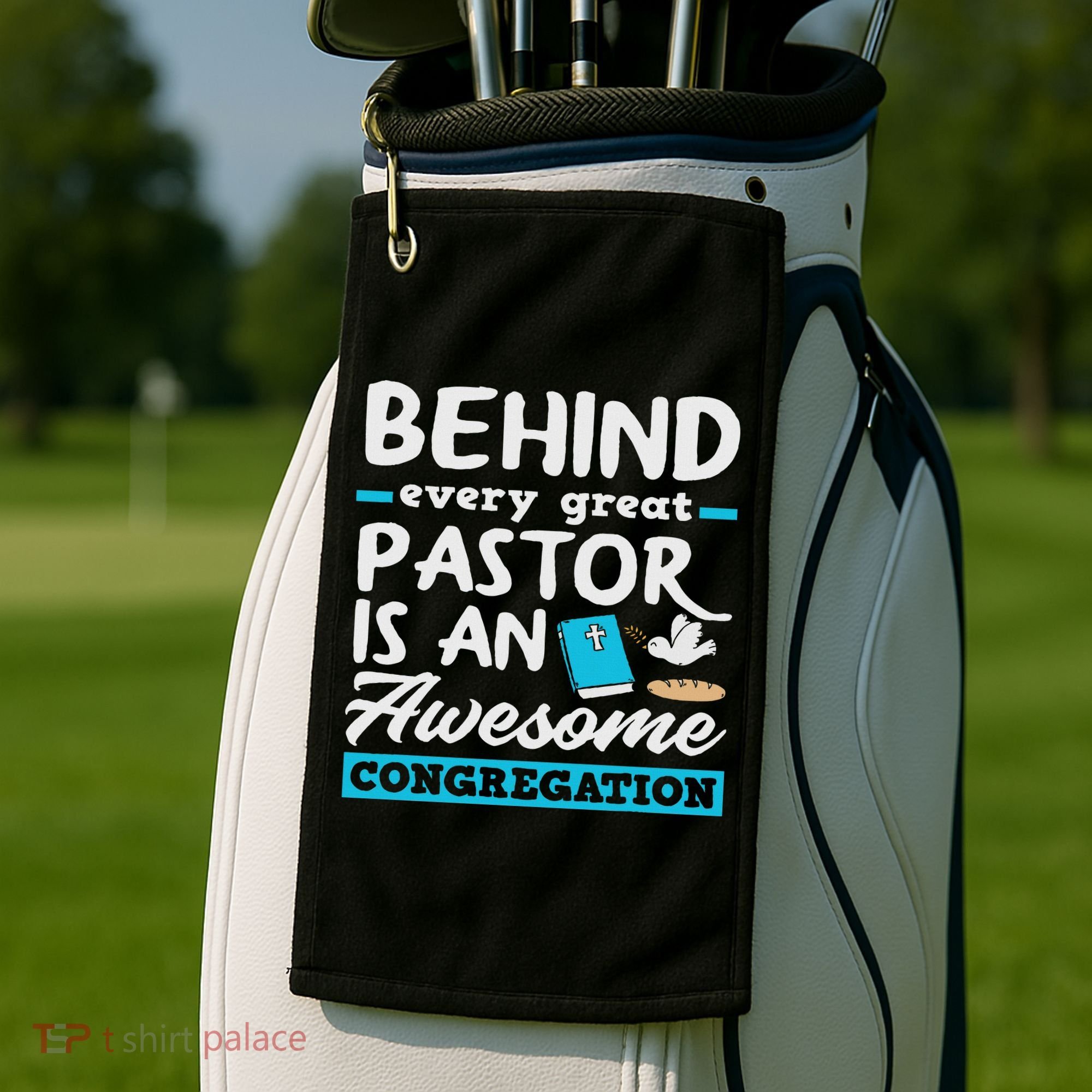 Behind Every Great Pastor Funny Minister Clergy Pastor Golf Towel