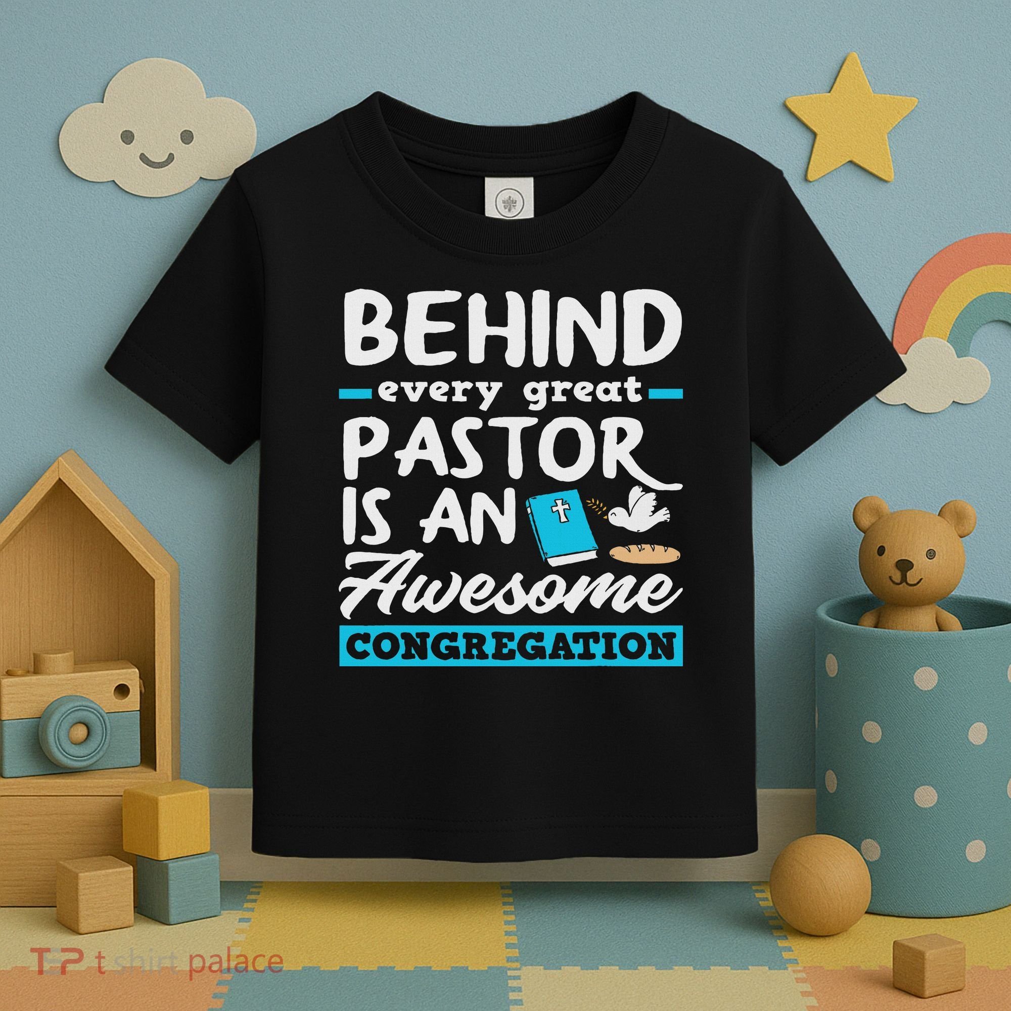 Behind Every Great Pastor Funny Minister Clergy Pastor Toddler T-Shirt