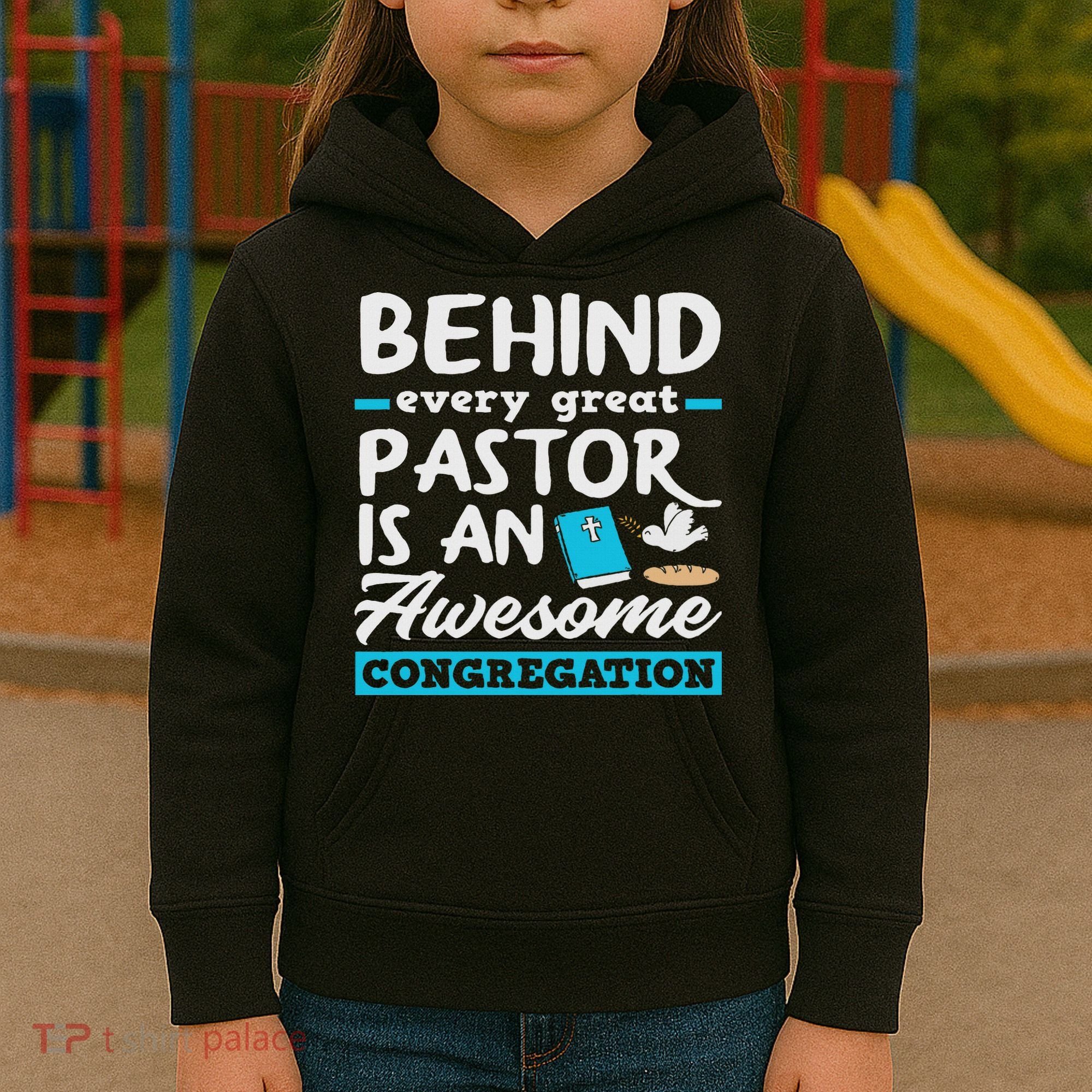 Behind Every Great Pastor Funny Minister Clergy Pastor Kids Hoodie