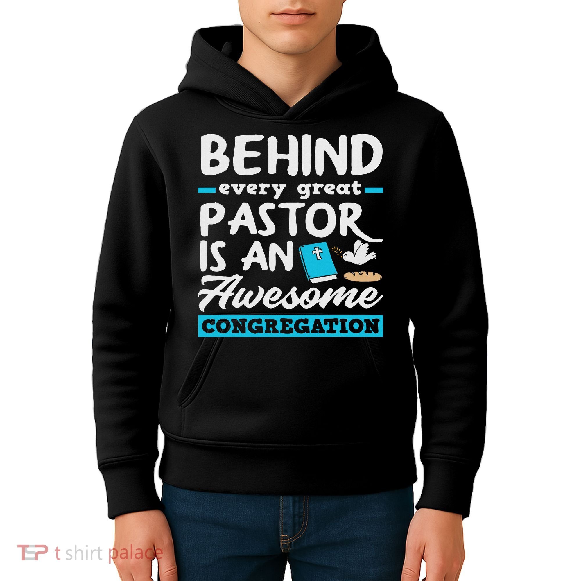 Behind Every Great Pastor Funny Minister Clergy Pastor Kids Hoodie
