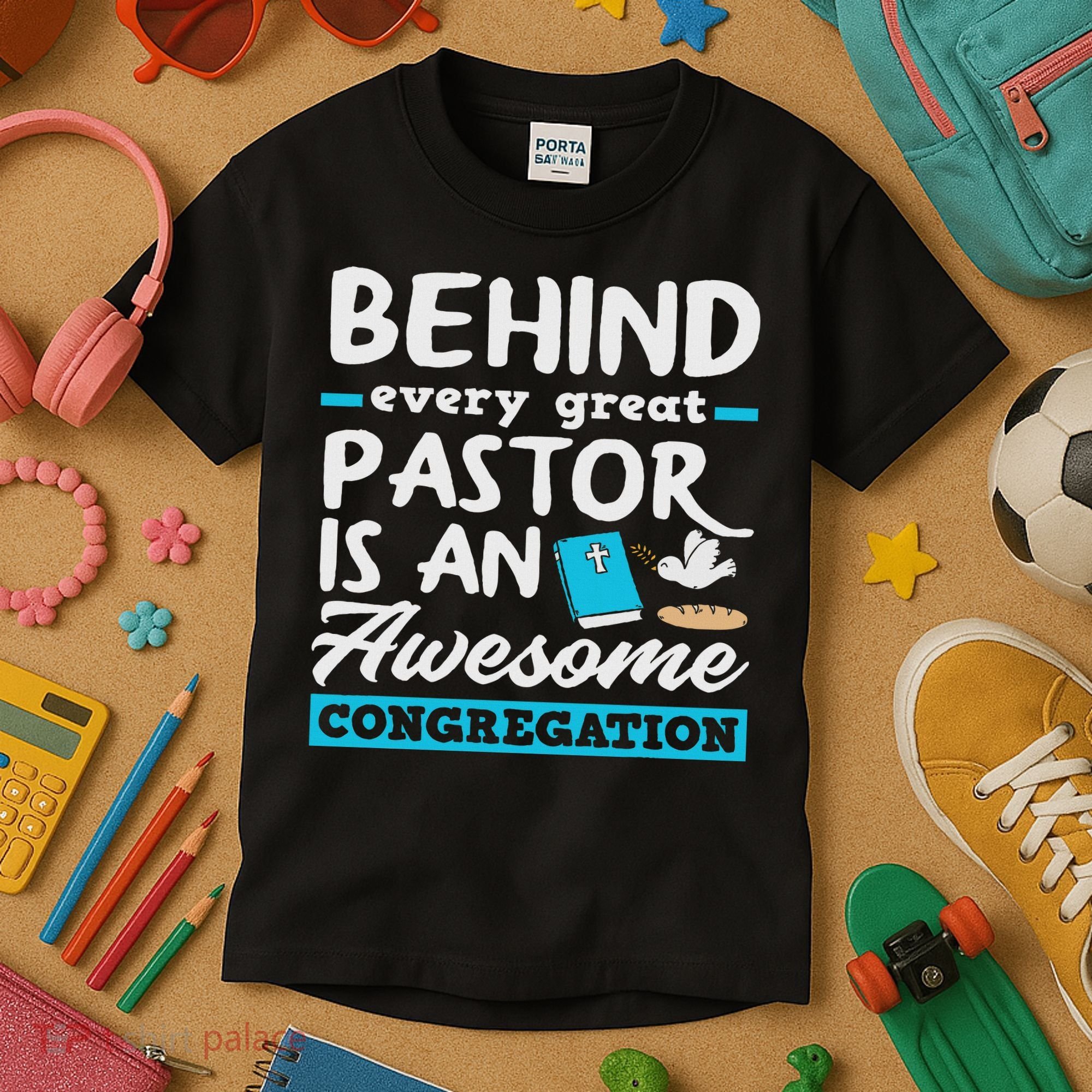 Behind Every Great Pastor Funny Minister Clergy Pastor Kids T-Shirt