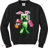 Bunny Egg Happy Easter Video Game Pixel Kids Sweatshirt thumb 0