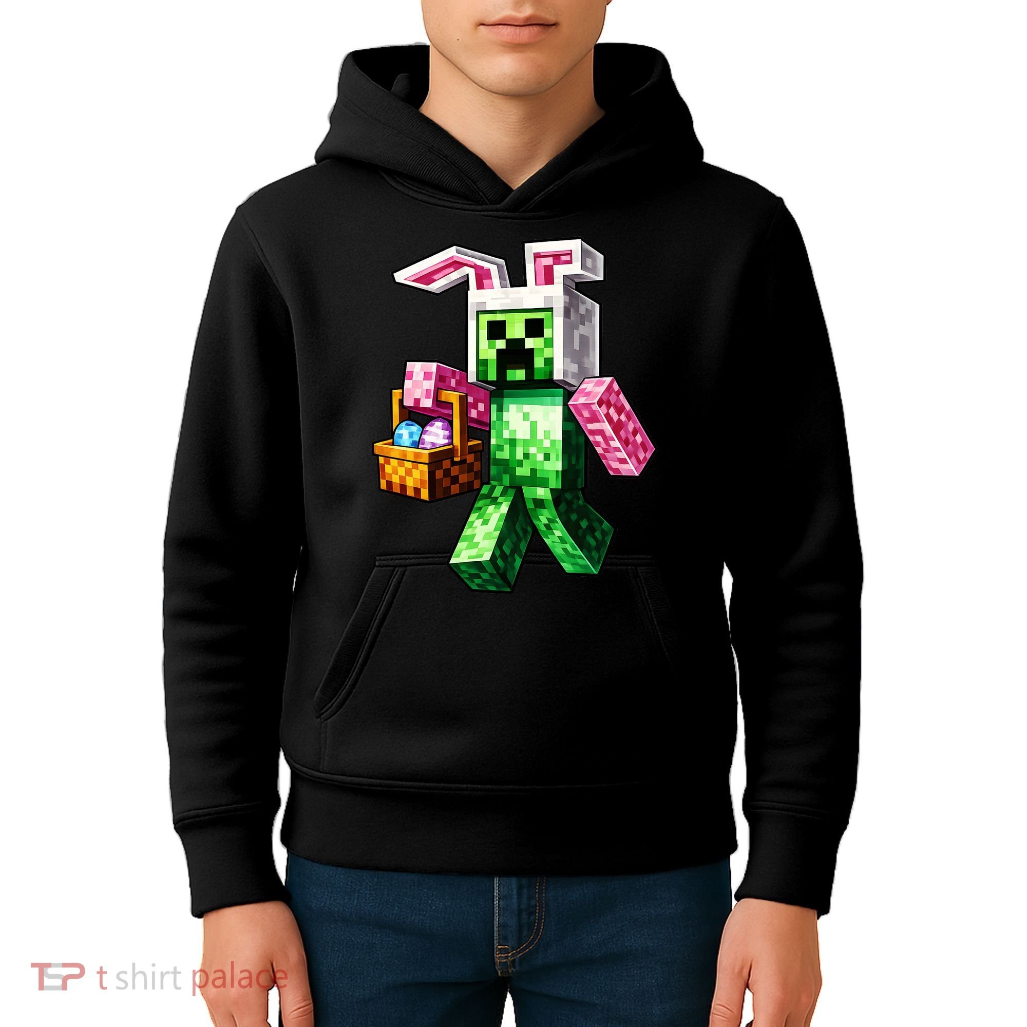 Bunny Egg Happy Easter Video Game Pixel Kids Hoodie