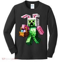 Bunny Egg Happy Easter Video Game Pixel Kids Long Sleeve Shirt thumb 0