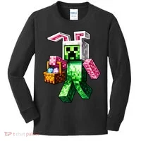 Bunny Egg Happy Easter Video Game Pixel Kids Long Sleeve Shirt thumb 0