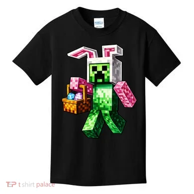 Bunny Egg Happy Easter Video Game Pixel Kids T-Shirt