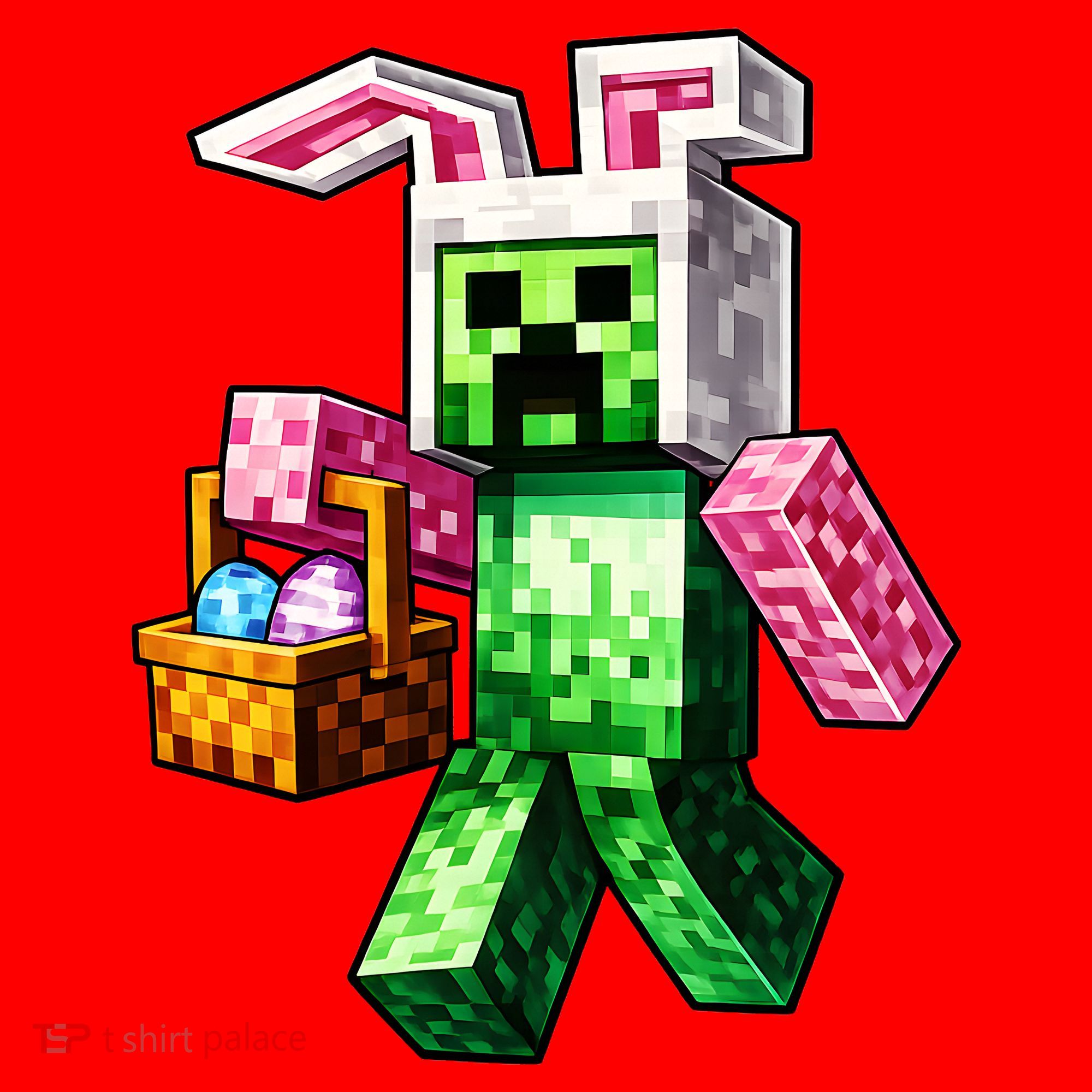Bunny Egg Happy Easter Video Game Pixel Santa Hat