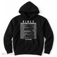 Bible Emergency Hotline Numbers Funny Christian Family Jesus Hoodie thumb 0