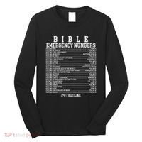 Bible Emergency Hotline Numbers Funny Christian Family Jesus Long Sleeve Shirt thumb 0