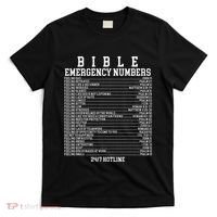Bible Emergency Hotline Numbers Funny Christian Family Jesus T-Shirt thumb 0