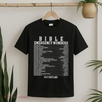 Bible Emergency Hotline Numbers Funny Christian Family Jesus T-Shirt thumb 2
