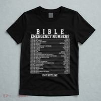 Bible Emergency Hotline Numbers Funny Christian Family Jesus T-Shirt thumb 5