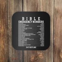 Bible Emergency Hotline Numbers Funny Christian Family Jesus Coaster thumb 0