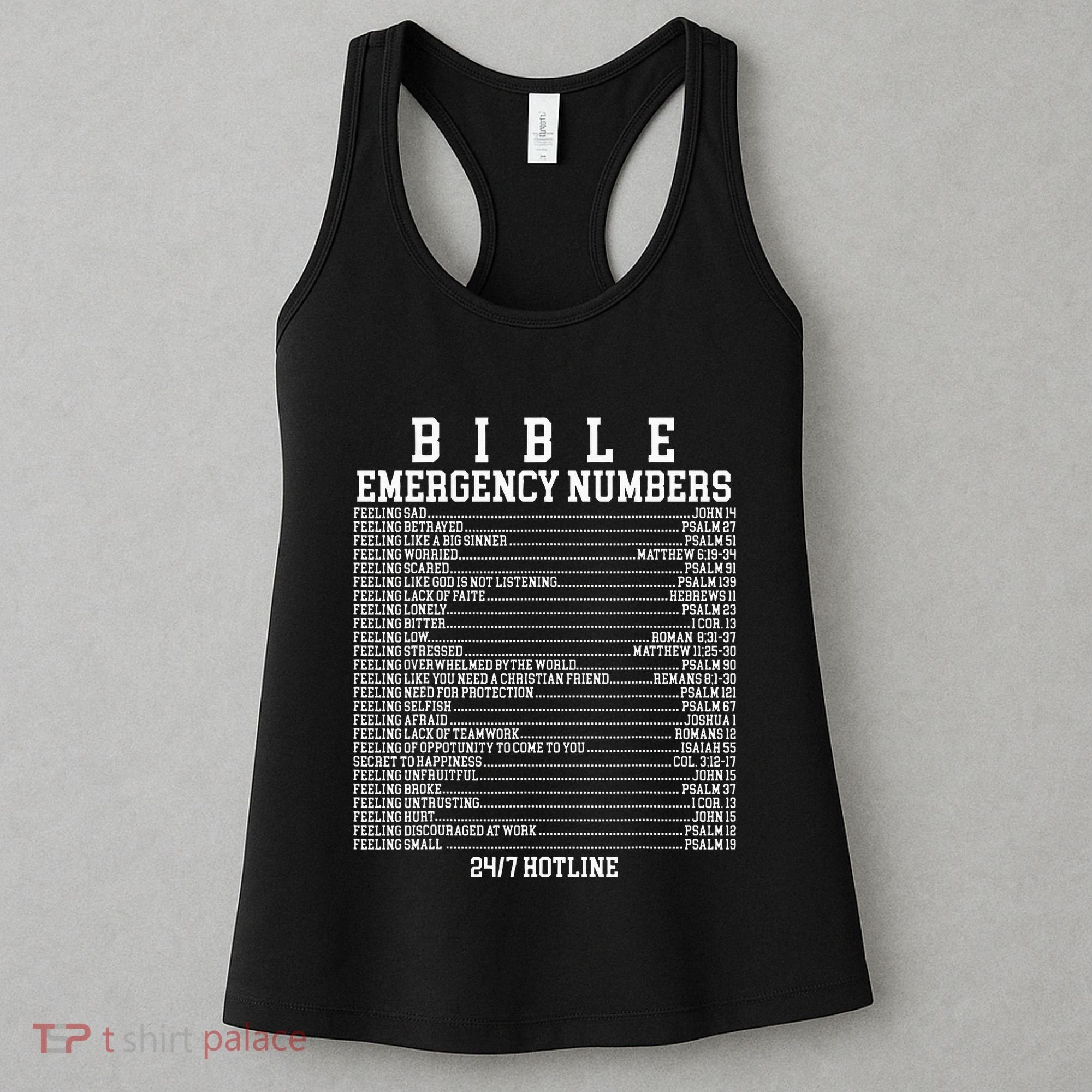 Bible Emergency Hotline Numbers Funny Christian Family Jesus Women's Tank Top