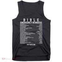 Bible Emergency Hotline Numbers Funny Christian Family Jesus Tank Top thumb 0
