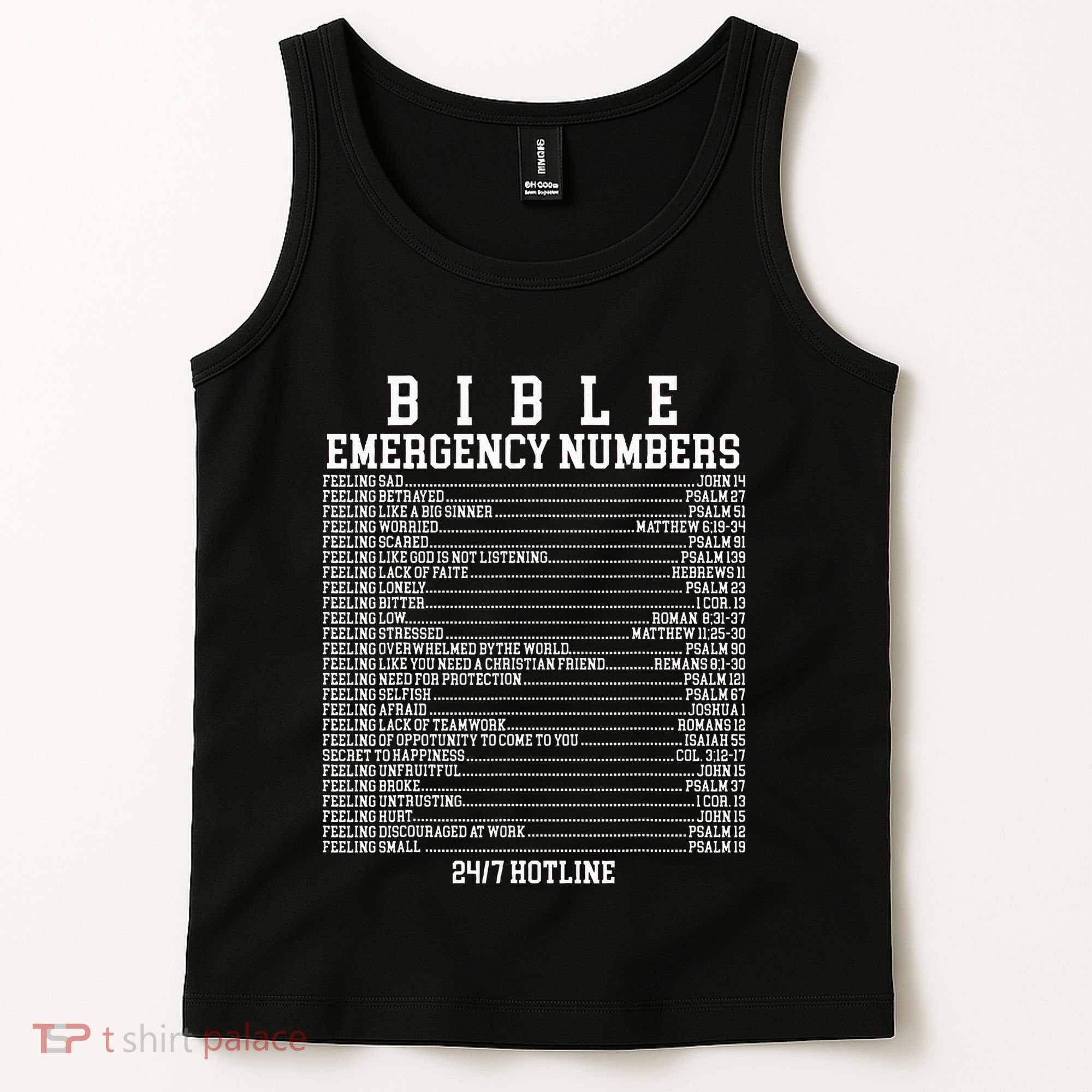 Bible Emergency Hotline Numbers Funny Christian Family Jesus Tank Top