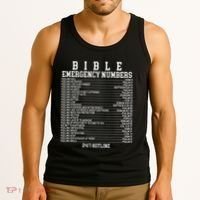 Bible Emergency Hotline Numbers Funny Christian Family Jesus Tank Top thumb 3