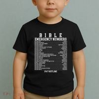 Bible Emergency Hotline Numbers Funny Christian Family Jesus Toddler T-Shirt thumb 2