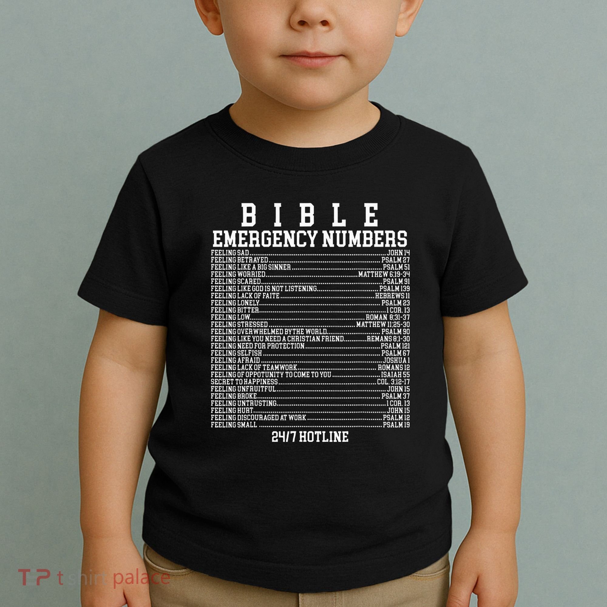 Bible Emergency Hotline Numbers Funny Christian Family Jesus Toddler T-Shirt