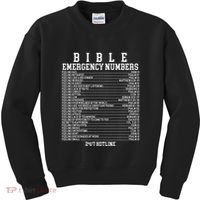 Bible Emergency Hotline Numbers Funny Christian Family Jesus Kids Sweatshirt thumb 0