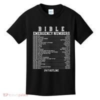 Bible Emergency Hotline Numbers Funny Christian Family Jesus Kids T-Shirt thumb 0