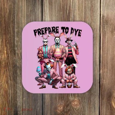 Bunny Easter Horror Dyeing Eggs Coaster