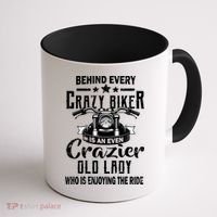 Behind Every Crazy Biker Is An Even Crazier Old Lady Coffee Mug thumb 1