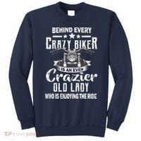 Behind Every Crazy Biker Is An Even Crazier Old Lady Sweatshirt thumb 0