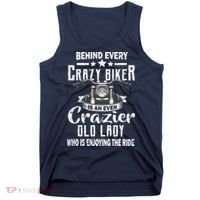 Behind Every Crazy Biker Is An Even Crazier Old Lady Tank Top thumb 0