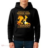 Behind Every Great Horse Girl Is A Daddy Who Believed In Her First Kids Hoodie thumb 4