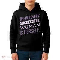Behind Every Successful Woman Is Herself Kids Hoodie thumb 4