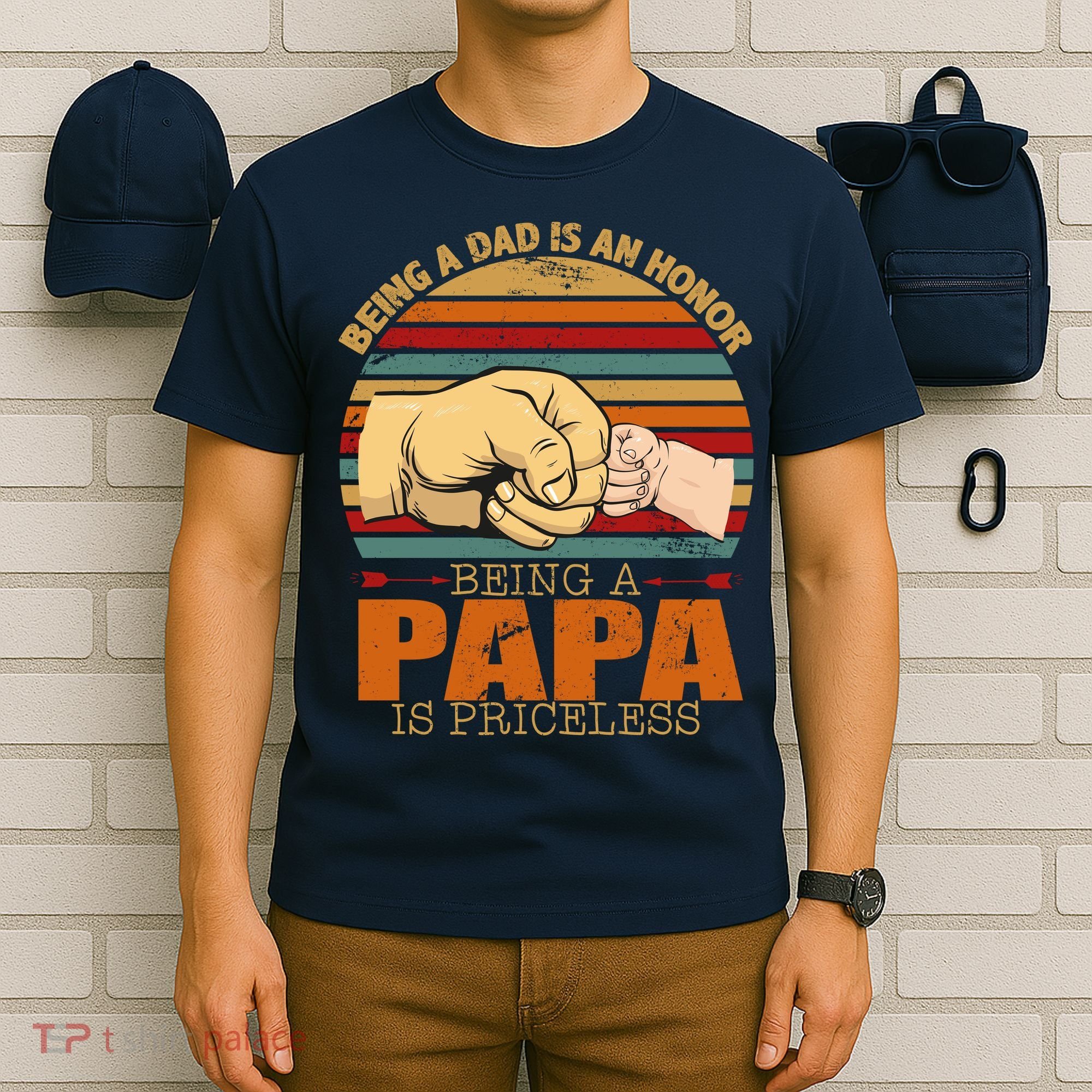 Being A Dad Is An Honor Being Papa Is Priceless T-Shirt