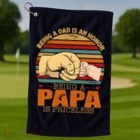 Being A Dad Is An Honor Being Papa Is Priceless Golf Towel thumb 1