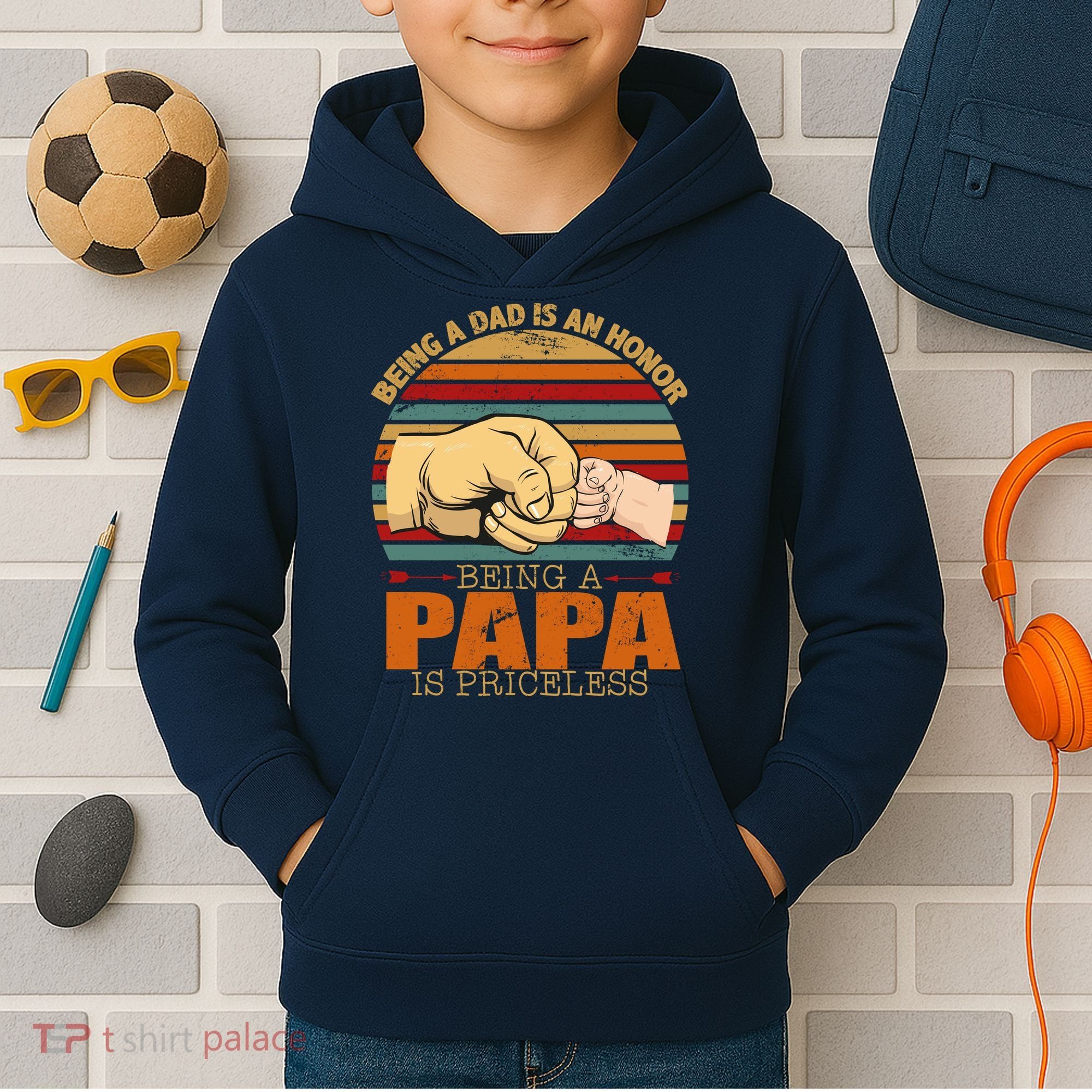 Being A Dad Is An Honor Being Papa Is Priceless Kids Hoodie