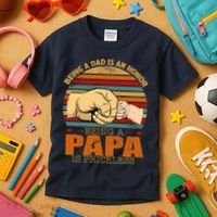 Being A Dad Is An Honor Being Papa Is Priceless Kids T-Shirt thumb 3