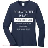 Being A Teacher Is Like Riding A Bike Women's Long Sleeve Shirt thumb 0