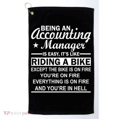 Being An Accounting Manager Riding A Bike In Hell Golf Towel