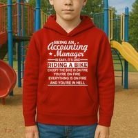 Being An Accounting Manager Riding A Bike In Hell Kids Hoodie thumb 2