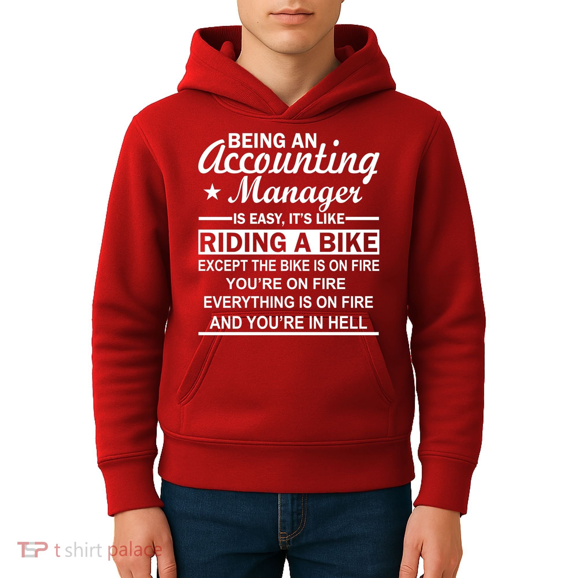 Being An Accounting Manager Riding A Bike In Hell Kids Hoodie