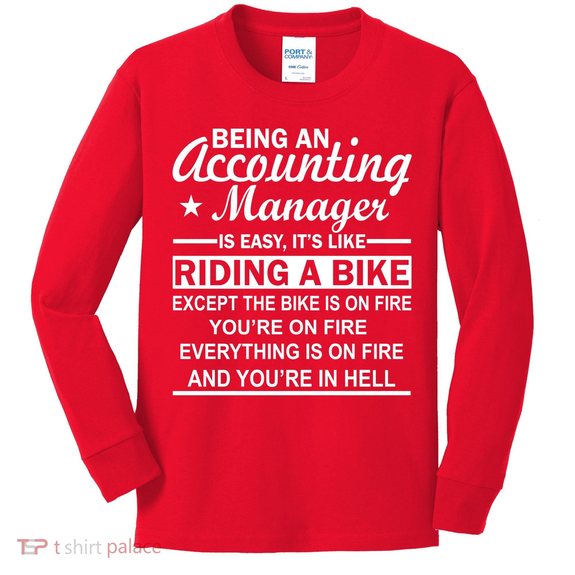 Being An Accounting Manager Riding A Bike In Hell Kids Long Sleeve Shirt
