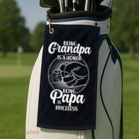 Being Grandpa Is A Honor Being Papa Is Priceless Golf Towel thumb 2