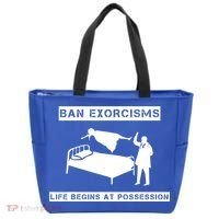 Ban Exorcisms Life Begins At Possession Apparel Tote Bag thumb 0