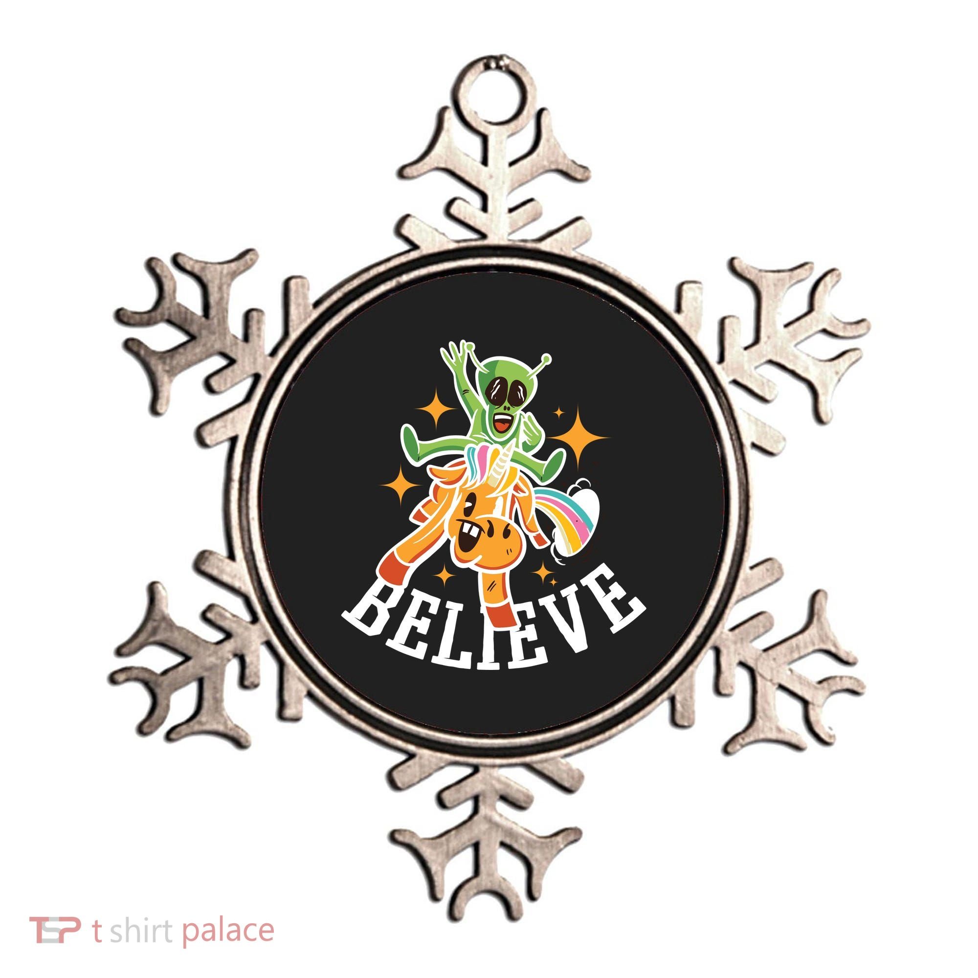Believe Alien Unicorn Ornament
